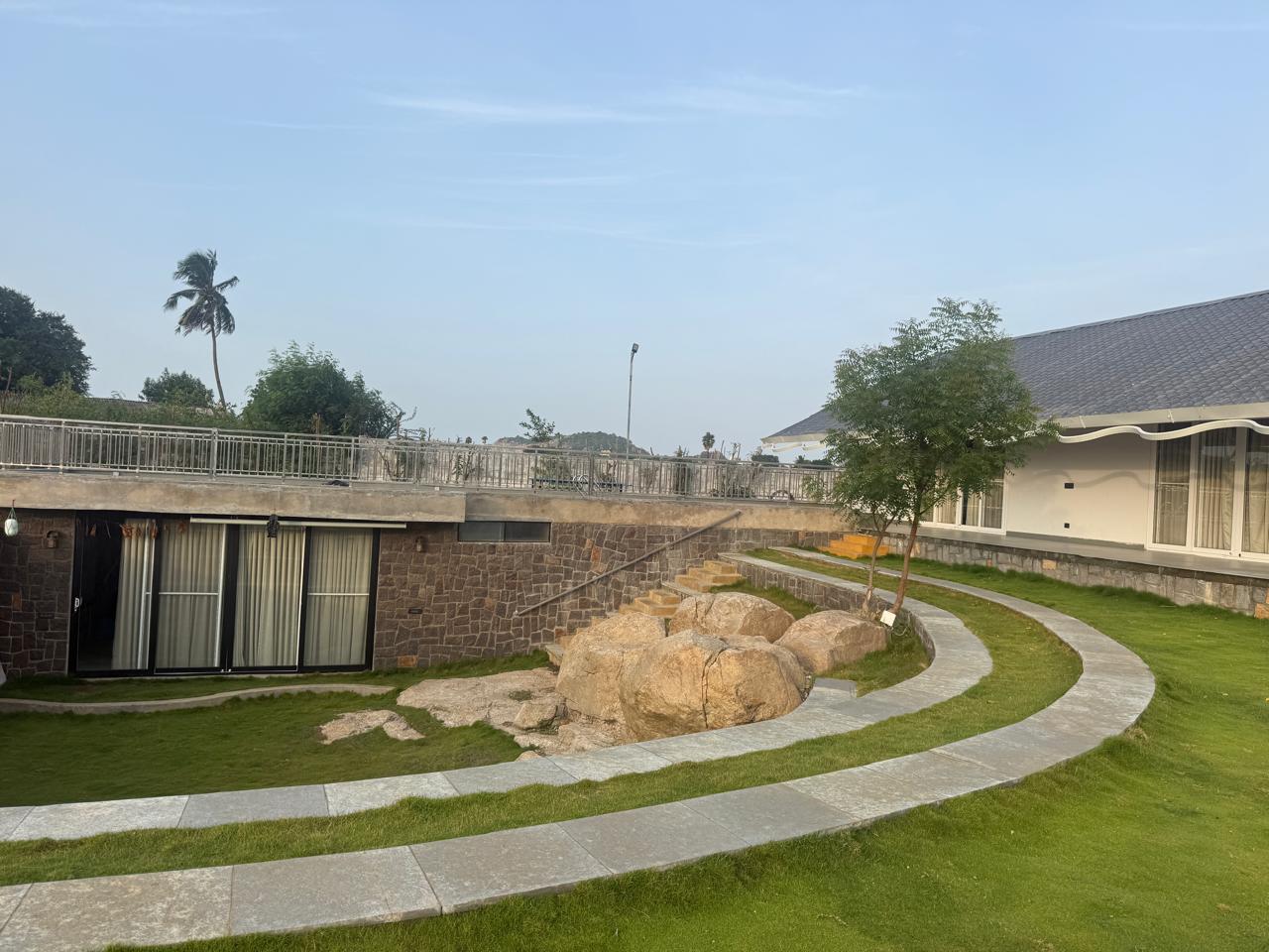 View across the grounds toward the underground entrance