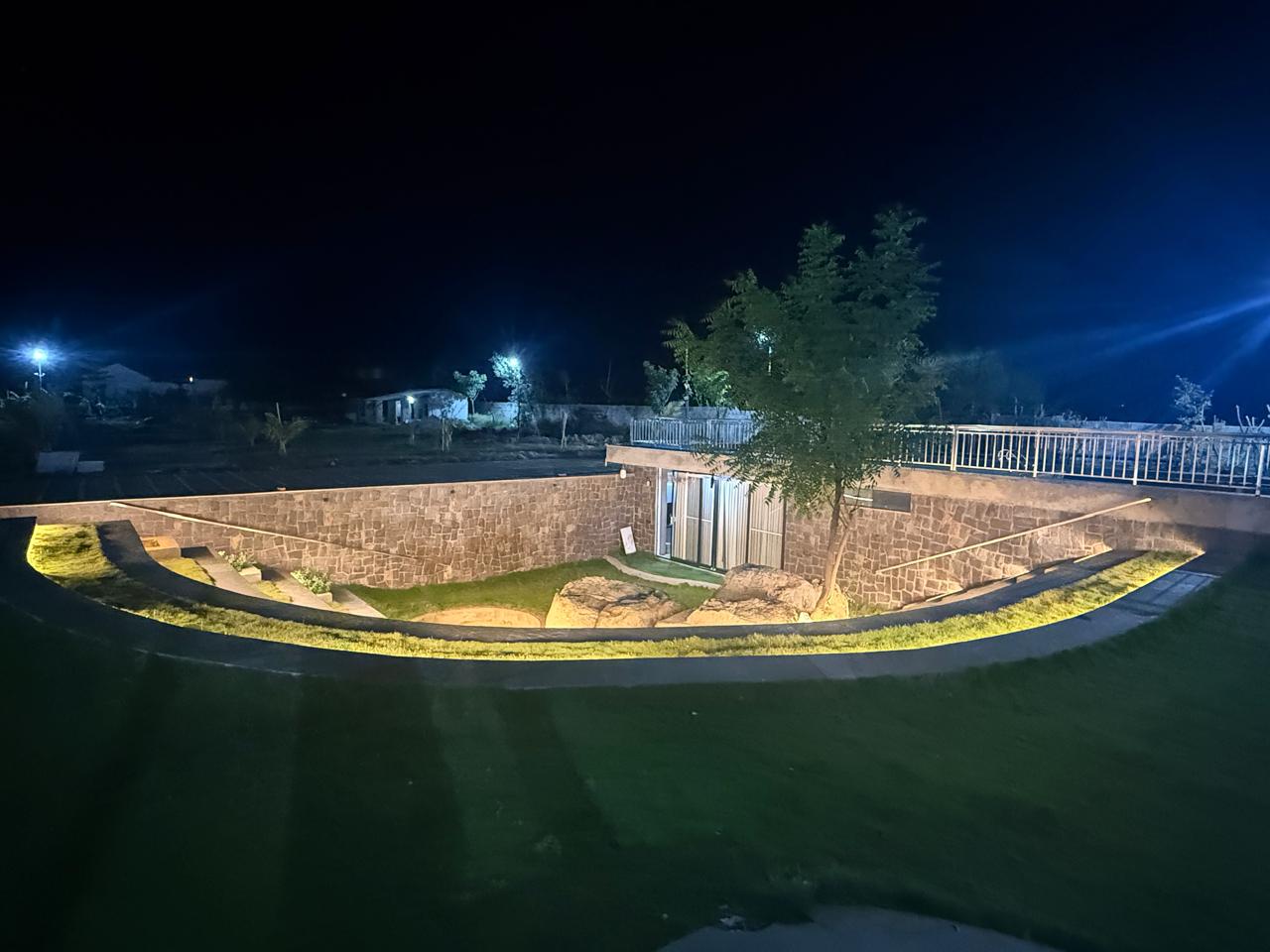 Night view of the underground courtyard from above